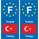 F Europe Turquie Turkey autocollant plaque