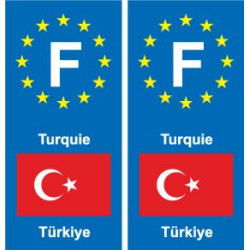 F Europe Turquie Turkey autocollant plaque