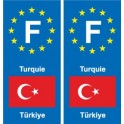 F Europe Turquie Turkey autocollant plaque