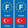 F Europe Turquie Turkey autocollant plaque