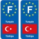 F Europe Turquie Turkey autocollant plaque