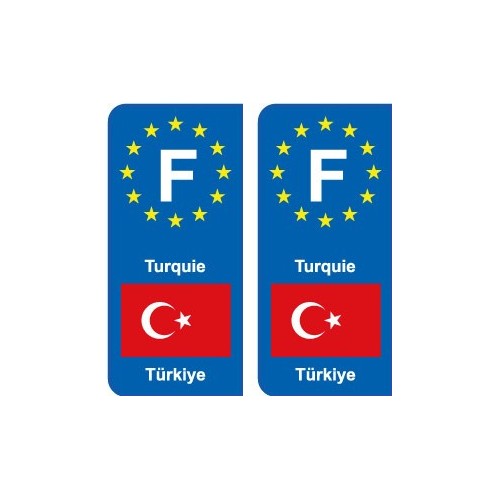 F Europe Turquie Turkey autocollant plaque
