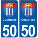 50 Coutances blason autocollant plaque stickers ville