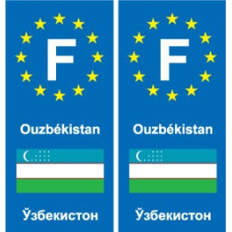 F Europe Ouzbékistan Uzbekistan autocollant plaque