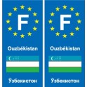 F Europe Ouzbékistan Uzbekistan autocollant plaque