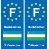 F Europe Ouzbékistan Uzbekistan autocollant plaque