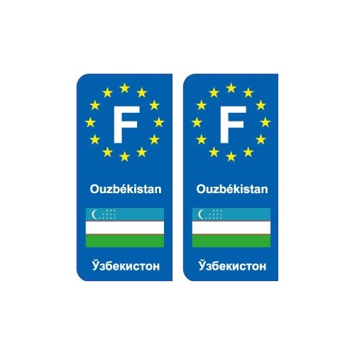 F Europe Ouzbékistan Uzbekistan autocollant plaque