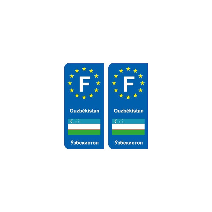 F Europe Ouzbékistan Uzbekistan autocollant plaque