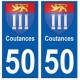 50 Coutances blason autocollant plaque stickers ville