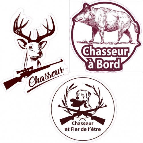 chasseur à bord lot de 3 autocollant adhésif sticker