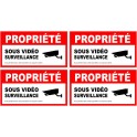 alarme propriété sous vidéo surveillance lot de 4 logo 5669 autocollant adhésif sticker