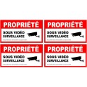 alarme propriété sous vidéo surveillance lot de 4 logo 5669 autocollant adhésif sticker