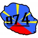 Réunion ile carte drapeau 974 autocollant adhésif sticker logo n°12