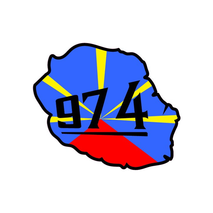 Réunion ile carte drapeau 974 logo 12 autocollant adhésif sticker