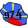 Réunion ile carte drapeau 974 logo 12 autocollant adhésif sticker