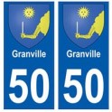50 Granville escudo de armas de la etiqueta engomada de la placa de pegatinas de la ciudad