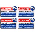 Alarme propriété protégée logo 562 lot de 4 autocollant adhésif sticker