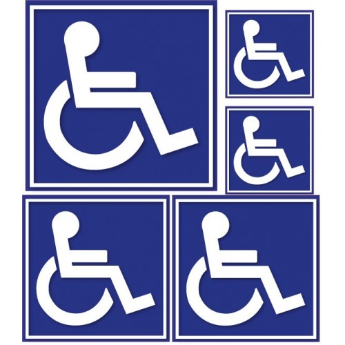 Sticker logo Disabled square blue background Hancicap Handicaped reduced Mobility stickers adhesive