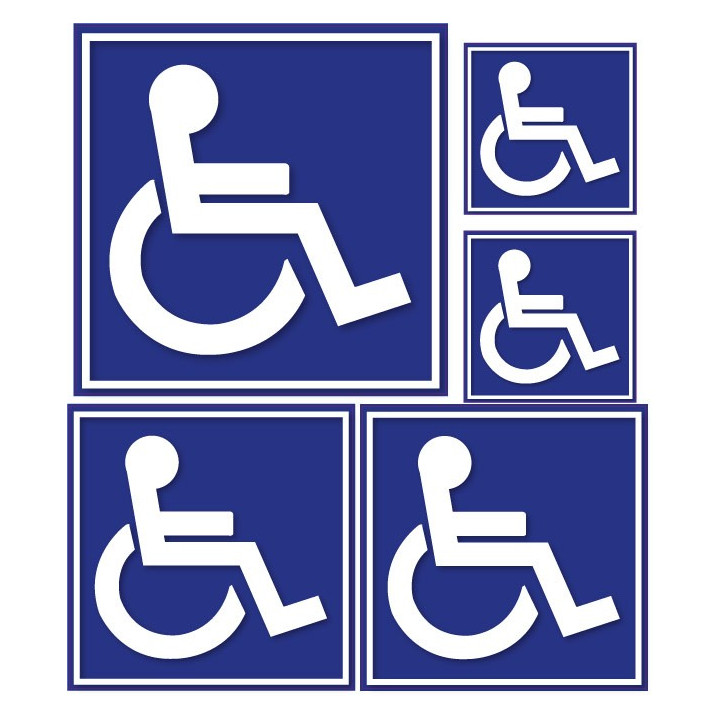 Aufkleber-logo-Behinderten-quadrat-unterseite blau Hancicap Handicaped eingeschränkter Mobilität sticker kleber
