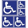 Logotipo de la etiqueta engomada de Movilidad cuadrado azul de fondo Hancicap Minusválidos Movilidad reducida pegatinas adhesivo