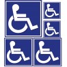 Autocollant Handicapé set de 5 fond bleu Hancicap Handicaped Mobilité logo 5 réduite stickers adhésif