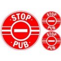 stop pub lot de 3 logo 463 autocollant adhésif sticker