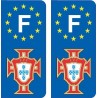 F FPF doré Portugal foot autocollant plaque