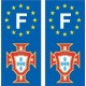 F FPF doré Portugal foot autocollant plaque