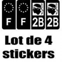 4 Autocollants Stickers Auto Plaque d'immatriculation 2B Black Edition Corse