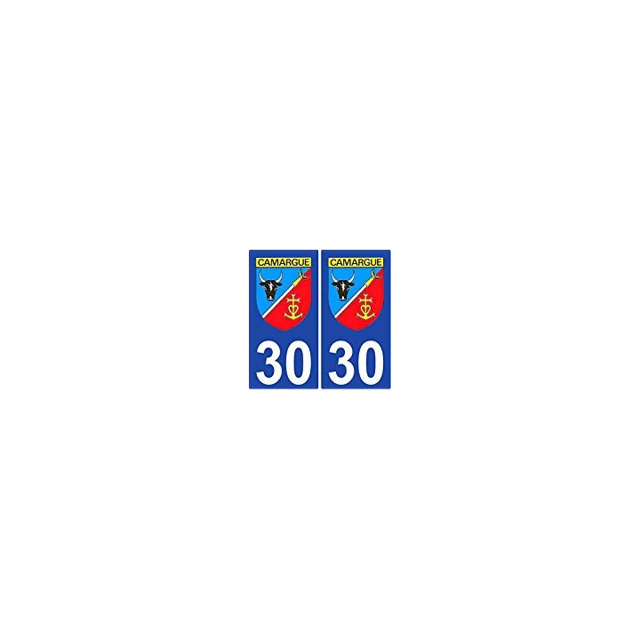 Autocollant plaque auto blason Camargue numéro département au choix