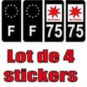 4 Stickers Style Auto Plaque immatriculation Noir RÉGION ÎLE DE France 75 noir autocollant