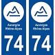 74 Haute Savoie Rhône Alpes nouveau logo 3 sticker autocollant plaque rond blanc