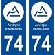 74 Haute Savoie, Rhone Alpes nuovo logo 3 sticker adesivo piastra