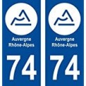74 Haute Savoie Rhône Alpes nouveau logo 3 sticker autocollant plaque rond blanc