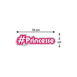 Sticker hashtag " Princesse " - Autocollant Humour Cadeau