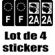 4 Autocollants Stickers Auto Plaque d'immatriculation 2A Black Edition Corse