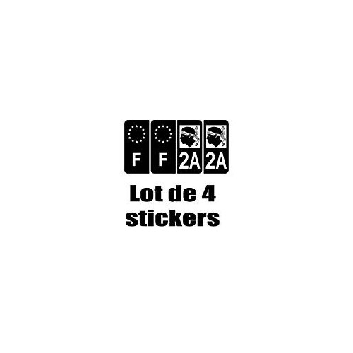 4 Autocollants Stickers Auto Plaque d'immatriculation 2A Black Edition Corse