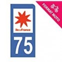 Autocollant Moto immatriculation 75 - Paris