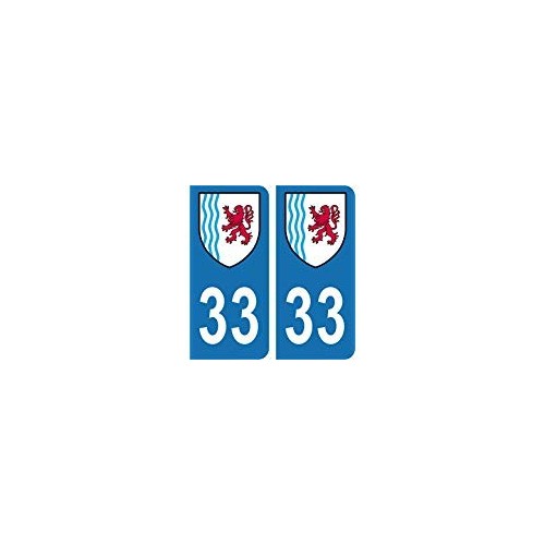 Département 33 -2 autocollants BLASON immatriculation AUTO PLAQUE AQUITAINE 2018