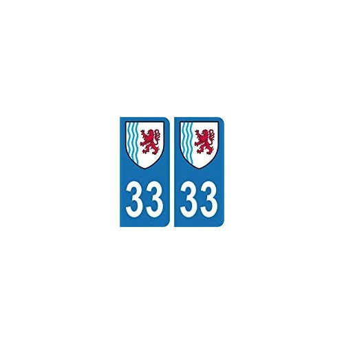 Département 33 -2 autocollants BLASON immatriculation AUTO PLAQUE AQUITAINE 2018