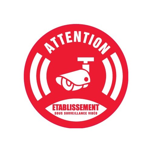 attention établissement sous surveillance vidéo logo 764 autocollant adhésif sticker