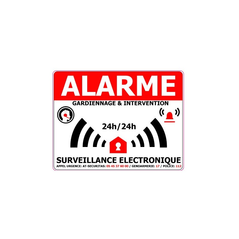 Autocollant Alarme, Gardiennage & Intervention - Surveillance