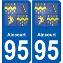 95 Aincourt  blason autocollant plaque immatriculation stickers ville