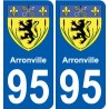 95 Arronville escudo de armas de la etiqueta engomada de la placa de pegatinas de la ciudad