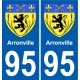 95 Arronville coat of arms sticker plate stickers city
