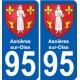 95 Asnières-sur-Oise blason autocollant plaque stickers ville