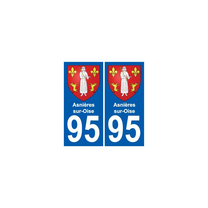 95 Asnières-sur-Oise escudo de armas de la etiqueta engomada de la placa de pegatinas de la ciudad