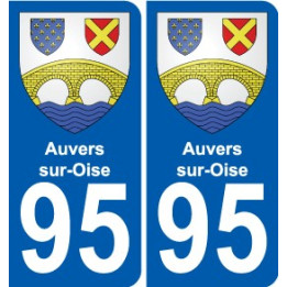 95 Auvers-sur-Oise escudo de armas de la etiqueta engomada de la placa de pegatinas de la ciudad