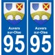 95 Auvers-sur-Oise escudo de armas de la etiqueta engomada de la placa de pegatinas de la ciudad