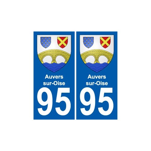 95 Auvers-sur-Oise escudo de armas de la etiqueta engomada de la placa de pegatinas de la ciudad
